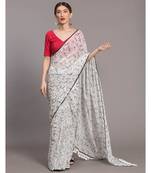 Suta White & Black printed Pure Cotton Saree