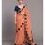 Peach & Brown Ethnic Motifs Pure Cotton Saree