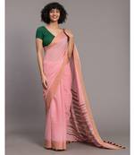 Pink & Orange Pure Cotton Handloom Saree