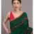 Suta Green & Red Cotton Acrylic Colourblocked Tassled Saree