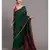 Suta Green & Red Cotton Acrylic Colourblocked Tassled Saree
