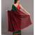Suta Green & Red Cotton Acrylic Colourblocked Tassled Saree