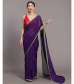 Suta Purple  Green Solid Pure Cotton Saree