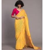 Suta Yellow & White Woven Pure Cotton Handloom Saree