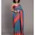 Suta Blue  Coral Floral Motifs woven Pure Cotton Saree