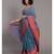 Suta Blue  Coral Floral Motifs woven Pure Cotton Saree