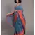 Suta Blue  Coral Floral Motifs woven Pure Cotton Saree