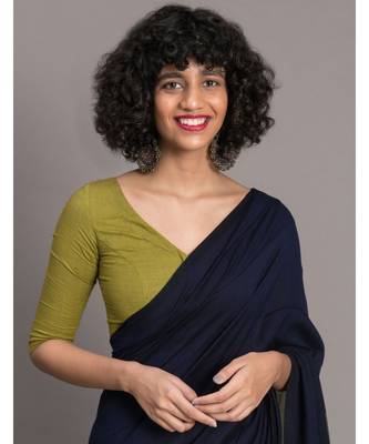 Suta Blue & Green Colourblocked Cotton Blend Saree 2