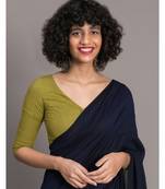 Suta Blue & Green Colourblocked Cotton Blend Saree