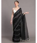 Suta Women Black White Printed Pure Cotton  Saree