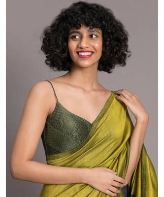 Suta Green Blue Colourblocked Cotton Blend Saree 2