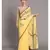 Suta Yellow  Brown Floral Printed Pure Cotton hand painted Saree