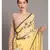 Suta Yellow  Brown Floral Printed Pure Cotton hand painted Saree