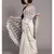 Suta Women White  Black Ethnic Motifs jamdani Polycotton Saree