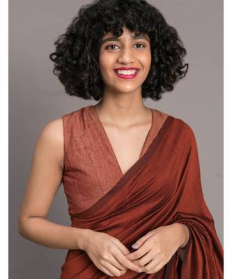 Suta Rust & Black Cotton Blend Colourblocked Saree 2