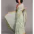 Suta Green  Yellow Floral handblock Pure Cotton Saree
