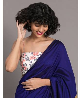 Suta Navy Blue  Gold-Toned Colourblocked Saree 2