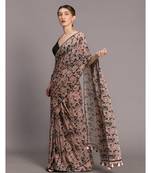 Suta Beige Black Pure Cotton Abstract Printed Saree