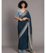 Suta Blue  Grey Woven Design Pure Cotton Handloom Saree