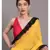 Women Yellow & Black Pure Cotton solid ruffle Saree