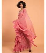 Suta Women Pink Pure Cotton Solid Ruffle Saree