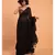 Suta Black Pure Cotton Solid Ruffle Saree