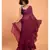 Suta Women Burgandy Pure Cotton Solid Ruffle Saree