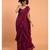 Suta Women Burgandy Pure Cotton Solid Ruffle Saree