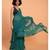 Suta Women Teal-Coloured Pure Cotton Solid Ruffle Saree