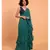 Suta Women Teal-Coloured Pure Cotton Solid Ruffle Saree