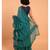 Suta Women Teal-Coloured Pure Cotton Solid Ruffle Saree