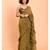 Suta Women Olive Green Pure Cotton Solid Ruffle Saree