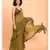 Suta Women Olive Green Pure Cotton Solid Ruffle Saree