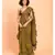Suta Women Olive Green Pure Cotton Solid Ruffle Saree