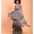 Suta Women  Grey Pure Cotton Solid Ruffle Saree