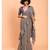 Suta Women  Grey Pure Cotton Solid Ruffle Saree