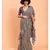 Suta Women  Grey Pure Cotton Solid Ruffle Saree