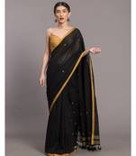 Suta Black  Yellow Floral Motifs Pure Cotton Saree