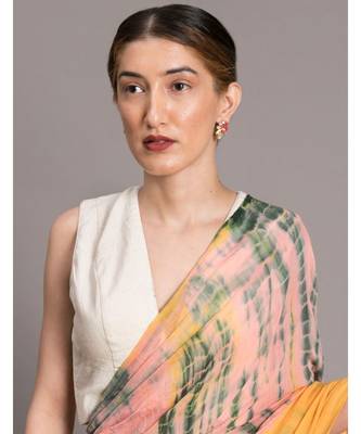 Suta Women Yellow  Peach Tie and Dye Saree 2