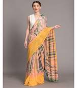 Suta Women Yellow  Peach Tie and Dye Saree