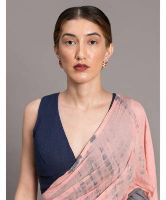 Suta Peach Grey Tie and Dye pure Cotton Saree 2