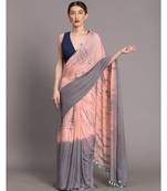 Suta Peach Grey Tie and Dye pure Cotton Saree