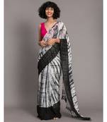 White & Black Tie and Dye pure cotton  Saree