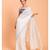 Suta Women White & Blue Solid Cotton Saree