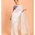 Suta Women White & Blue Solid Cotton Saree