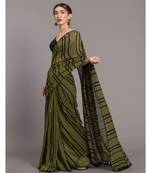 Suta Olive Green  Black stripes  Pure Cotton Saree