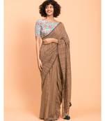 Suta Brown stripes Pure Cotton Saree