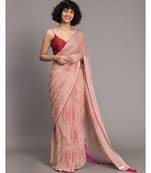 Suta Beige Pink Floral Pure Cotton Printed Saree