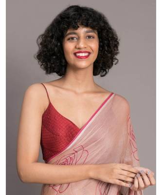 Suta Beige Pink Floral Pure Cotton Printed Saree 5