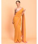Suta Mustard Pink Solid Cotton stripes Saree